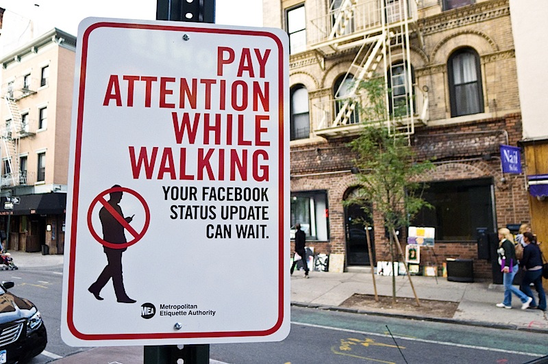 A sign posted by the “Metropolitan Etiquette Authority” around New York City